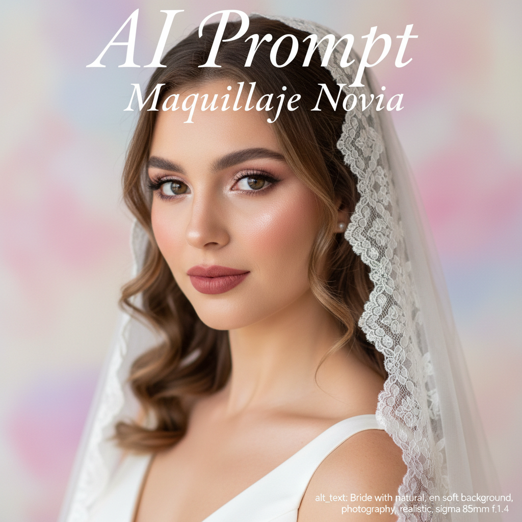 alt_text Bride with natural, glowing makeup, lace veil, and soft curls in a dreamy, pastel background.