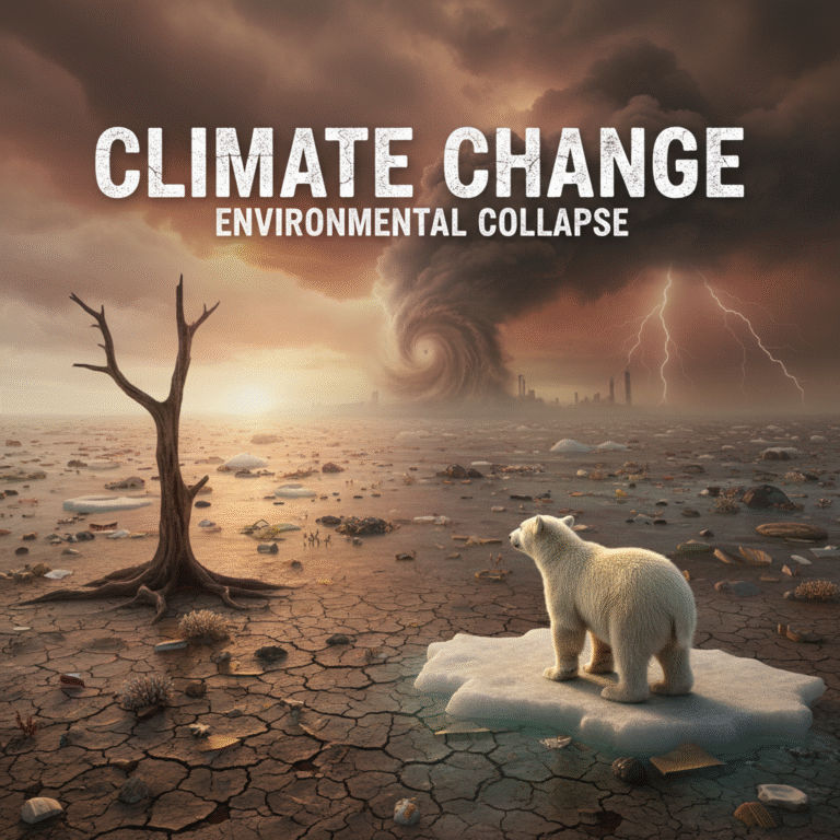 A realistic cover highlighting climate change and its impact on the environment.