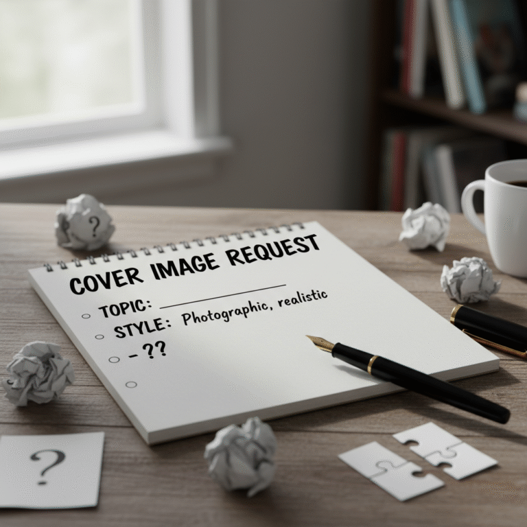 A request for a cover image prompt with missing topic details, seeking clarification from the user.